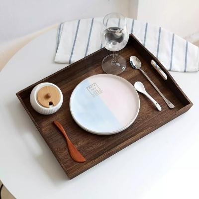 China Sustainable Black walnut wooden tray rectangular tea set solid wood tea tray household tea cup tray for sale