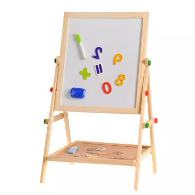 China Wood Functional solid wood double-sided magnetic children's drawing board frame  small blackboard for sale