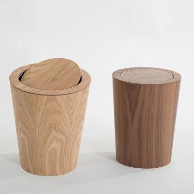 China Sustainable Bamboo/wooden trash can Hotel open trash basket table top kitchen toilet trash can for sale