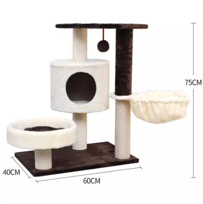 China Sustainable Large wooden cat tree hammock space bowl cat villa cat play wholesale for sale