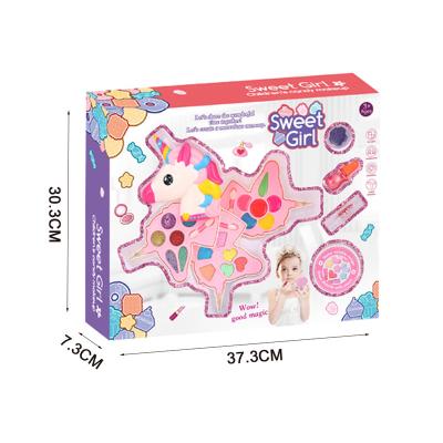 China Amazon Hot Sale Girl Makeup Toys Unicorn Makeup Set For Girl Games Kids Make Up Kit Girl Real Play 37.3*7.3*30.3cm for sale