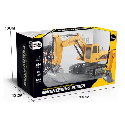 China Follow Me Five-Way Crawler Remote Control 1/24 Excavator Engineering Vehicle 360 ​​Rotation rc car 27Mhz for sale