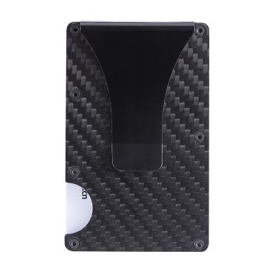 China 2022 Designs Carbon Fiber Shockproof Slim Aluminum Rfid Blocking Minimalist Anti-theft Credit Men Money Clip Wallet Card Holder for sale