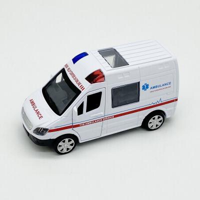 China Diecast Toy 1:32 Alloy Pull Back Ambulance Toy With Light And Music Alloy Toy Cars for sale