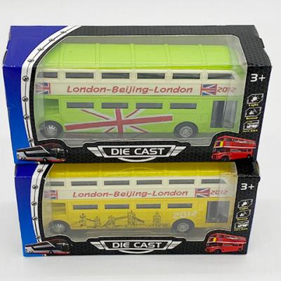 China Toy Alloy Plastic Simulation Diecast London Bridge Double Pull Back Bus Model Toy for sale