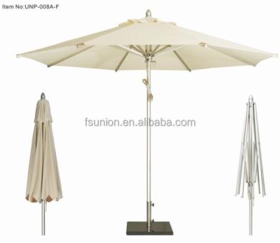 China Outdoor Furniture Aluminum Leisure Table Sun Shade Umbrella With Leather for sale