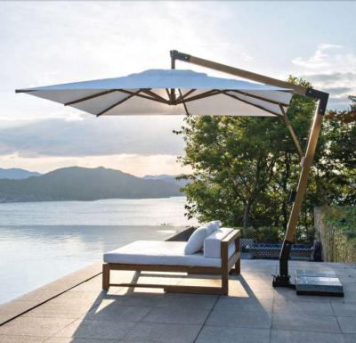 China 2021 3 Meter Traditional Wooden Side Post Roma Umbrella Pato Umbrellas Garden Umbrella Cantilever Outdoor Hanging Cantilever Parasol for sale