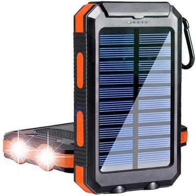 China Solar Panel Charging Travel Solar Power Bank With LED Flashlight Solar Power Bank 10000mah 20000mah Charger for sale