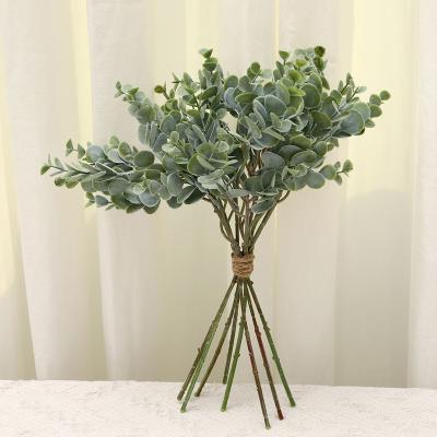 China Decorative Potted Eucalyptus Plant Silver Leaf Green Plant Injection Molding Waterweed 8 Branches And 1 Pack Plastic Flowers for sale