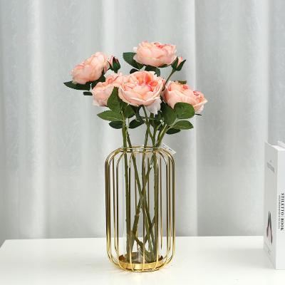 China Wholesale Wedding Artificial Flowers Roses Bouquet Beautiful Decoration 2 Heads Colorful Home Artificial Rose Flower Plants for sale