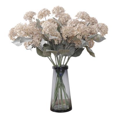 China Wholesale Artificial Silk Fabric Hydrangea Single Flower With Snow Hydrangea 3 Forks Simulation Flowers For Wedding Decorations Christmas for sale