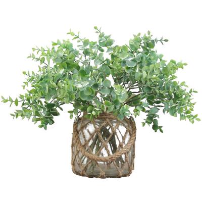 China Silver Plastic Artificial Leaf Eucalyptus Flower Plastic Group For Home Decoration for sale