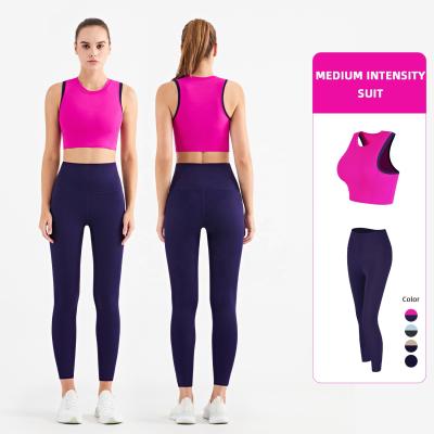 China New Breathable Sports Bra Fitness Wear Proof Yoga Squat Pants Sets Custom Womens Beach Top for sale