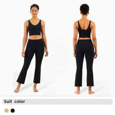 China High Quality Breathable Custom Yoga Pants Bell Bottoms Wide Leg With Sports Bra Yoga Sets for sale