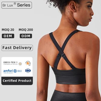 China Breathable Fashion Custom Private Label Training Sports Wear Sports Bra High Print Leather Black for sale