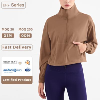 China Yoga 240g Fashion Jacket Breathable Half Zipper Fitness Thick Fitness Running Outdoor Sports Jacket Women Women for sale