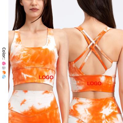 China 2021 high quality tank tops breathable custom printed sports tie dye women yoga running bra for sale