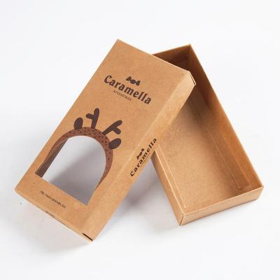 China Recycled Materials Recycled Kraft Paper Lingerie Underwear Gifts Packaging Box With Lid And Clear Window for sale