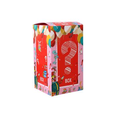 China Recycled Materials Wholesale Hot Sale Mystery Gift For Festival Packing Boxes Package Red Corrugated Paper Box for sale