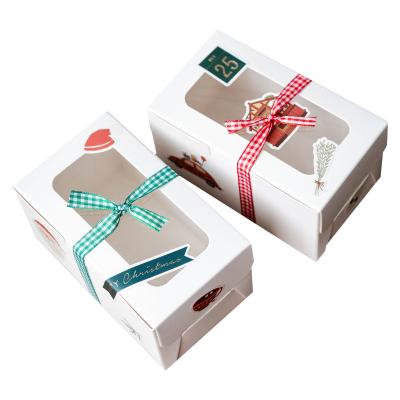 China Recyclable Custom Delivery Wedding Gift Food Grade Paper Packaging Cake Box With Window With Ribbon Bow for sale