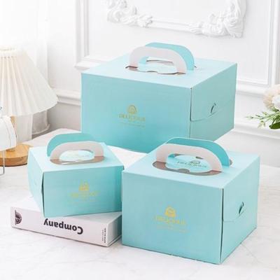 China Recycled Materials Food Grade Handle Custom Eco-friendly Portable Paper Cake Box For Birthday Cake Carrying With Window for sale