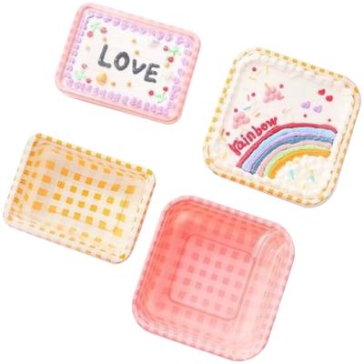 China Wholesale Recyclable Disposable Cookies Food Container Square Plastic Dessert Cake Packaging Box for sale