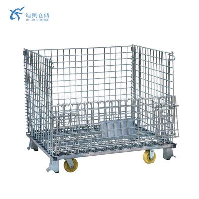 China Folding & 2017 Stackable Hot Sale Warehouse Metal Storage Cage With Wheels for sale