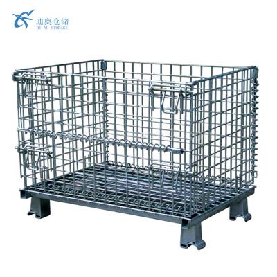 China Folding & Collapsible and Stackable Wire Galvanized Stackable Mesh Metal Pallet Cage for sale