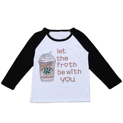 China Anti-pilling Wholesale 670pcs Kids Basic T-shirt Baby Boy Cotton Coffee Cups Tee Kids Long Sleeve T-Shirt for sale