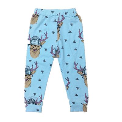 China Anti-pilling Kids X'MAS Green Reindeer Leggings 2021 Autumn Sweatpants Kids Christmas Long Baby Boy Joggers Pants New for sale