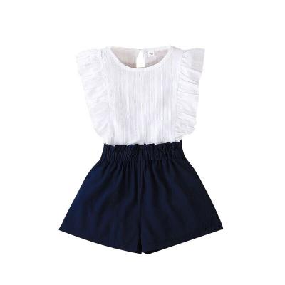 China 100% Polyester Girls Clothing Sets 2022 Summer Cotton Vest Kids Two Piece Sleeveless Sets Casual Fashion Toddler Girls Clothes Suit Pants for sale