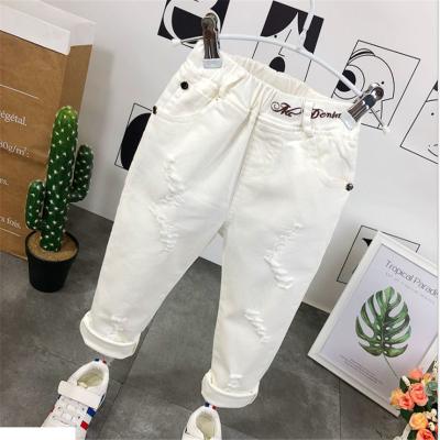 China Anti-wrinkle kids denim pants distressed white denim baby boy girls jeans 5-8Y kids pants kids clothing 2021 new kids jogger for sale