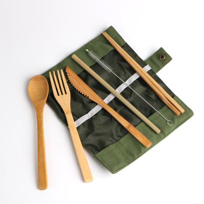 China Sustainable High Quality Easy Carrying Bamboo Dinnerware Set , Flatware Set Utensils For Travel&Camping for sale