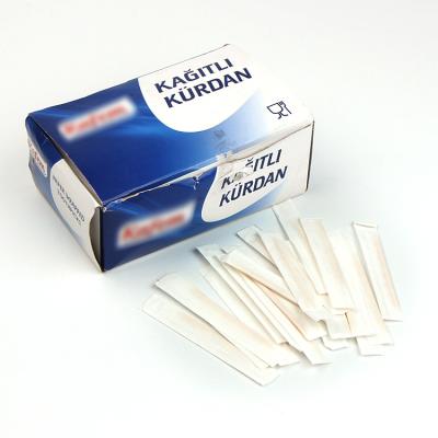 China Custom high quality 100% natural paper packaging bamboo wooden toothpicks disposable in box for sale