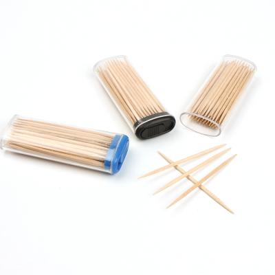 China Safety Cheap Disposable Dental Portable Round Plastic Box Clear Bamboo Toothpicks for sale