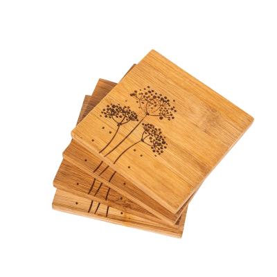 China Sustainable Natural Customized Kitchen Tea Cup Pads Set, Bamboo Wood Place Mat Coasters For Drinks Beer for sale