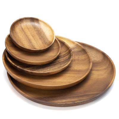 China High Quality Wooden Food Stored Tray Dinner Plate, Log Dish Snacks Wholesale Customization Dish for sale