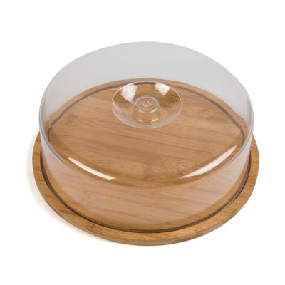 China Moso Newest Design Custom Bamboo Bread Cake Display Stand,Buffet Display Tray,Clear Cover Dessert Dish for sale