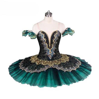 China Adjustable Sizing Black And Green Crepe Costume Child Esmerlada Ballet Cheap Custom Tutu for sale