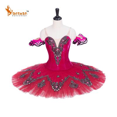 China Adjustable Dark Pink Professional Classical Professional Dance Tutu Competition Sizing Variation Ballerina Sizing Ballet Costumes for sale