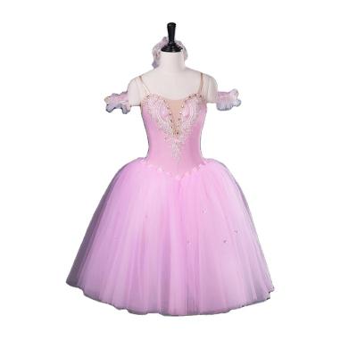 China Adjustable Flower Nutcracker Variation Stage Sizing Waltz Costume Professional Romantic Pink Ballet Tutu Dress for sale