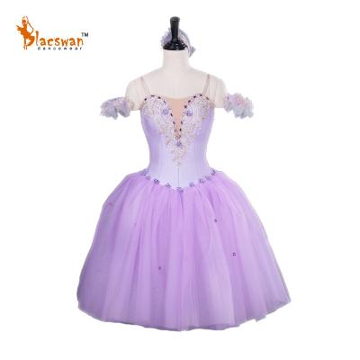 China 6 Layer Tulle Headpiece Indluded Flowers Professional Custom Ballet Dress Purple Romantic Adjustable Sizing Tutu for sale