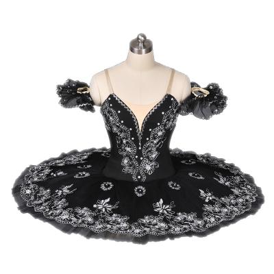 China Swan Lake Professional Pancake Ballet Costume Black Satanella Ballet Adjustable Sizing Classical Tutu for sale