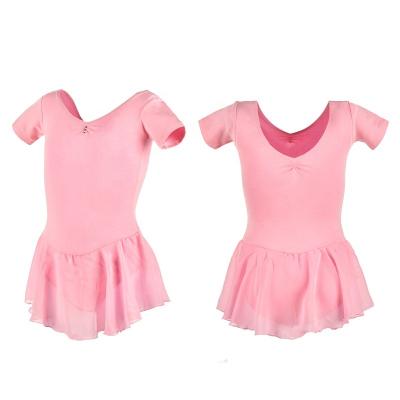 China Skirt Tied Pink Short Sleeve Skirt Tied Kids Ballet Dress Kids Dance Leotards For Girls for sale