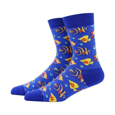 China Good QUICK DRY Cotton Fashion Knitted Blue Cute Marine Animal Fish Socks for sale