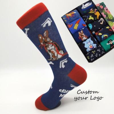 China Colorful Retro Sporty Style Custom Personality INS Socks Autumn And Winter Dog Pattern Crew Socks Wholesale for sale