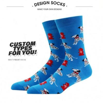 China QUICK DRY Factory Directly Sell Zhuji Fashion High Quality Funny Crew Amazon Dog Animal Blue Spotted Socks for sale