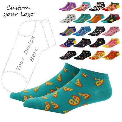 China Funny thin pure cotton low cotton sporty trend socks summer short sock food abstract pattern cut happy pizza socks for sale