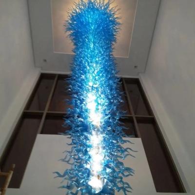 China 100% Handmade Shopping Malls Large Pendant Lights Big Blue Colored Contemporary Hotel Lobby Chandelier for sale