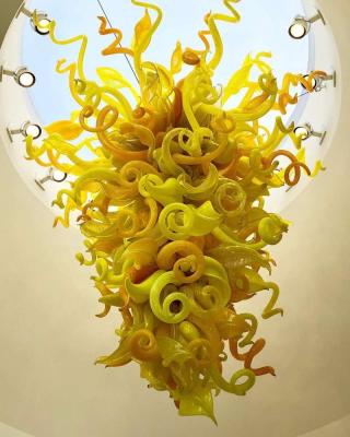 China 100% Handmade Yellow Color Sizes Customized Modern Living Room Blown Glass Lighting Chandelier for sale